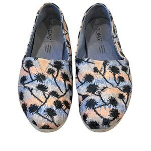 Toms Womens Palm Print Canvas Slip-On Shoes Size 8